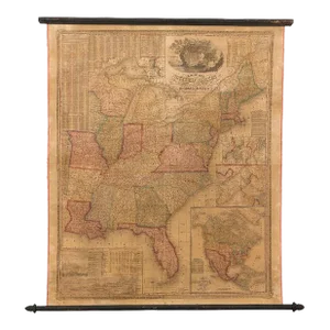 1842 Wall Map of United States, Engraved by J. H. Young, Published by S. A. Mitchell