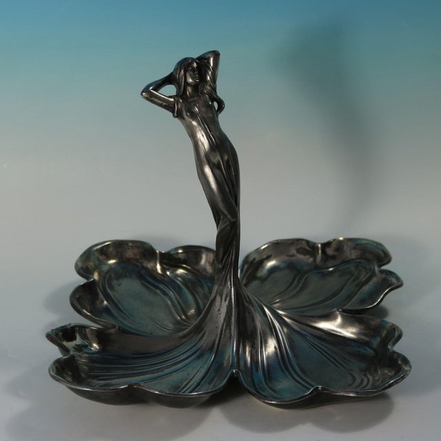 Metal 1910s WMF Art Nouveau Maiden Four Sectioned Fruit Dish For Sale - Image 7 of 13