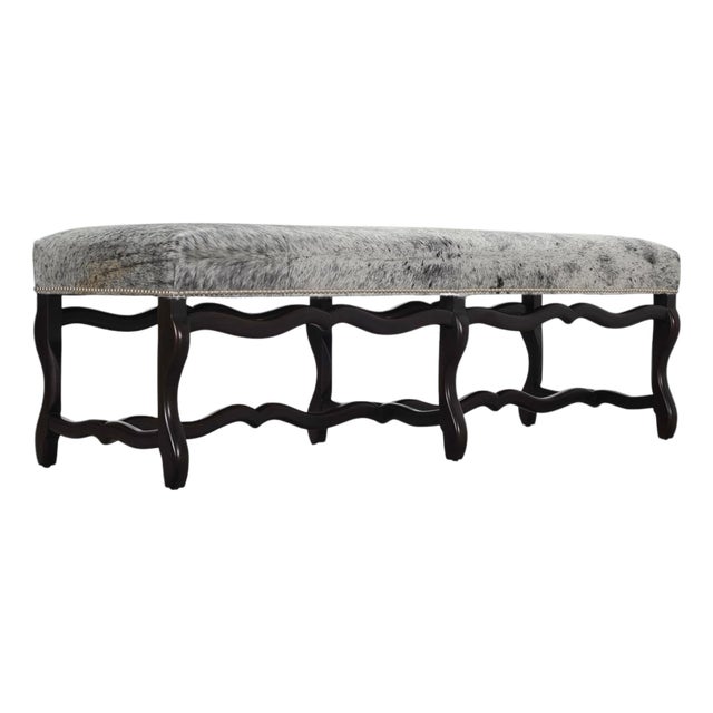 Ralph Lauren "Os De Mouton" Leather Cowhide Upholstered Bench For Sale
