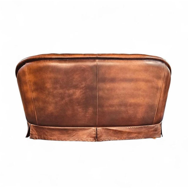 Small Chesterfield 2-Seater Sofa in Brown Leather For Sale - Image 10 of 11