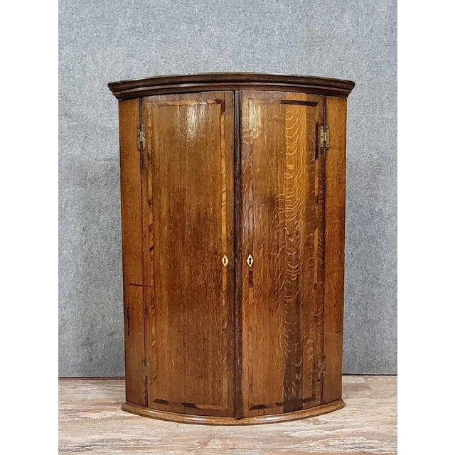 Wood Wall Corner Cabinet in Oak and Marquetry, 1780s For Sale - Image 7 of 7