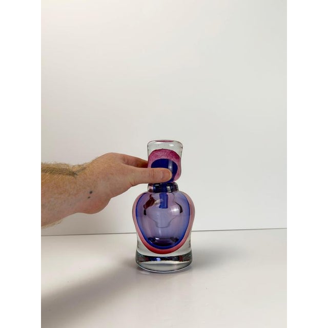 Glass Purple and Fuchsia Sommerso Murano Glass Decanter, 1980s For Sale - Image 7 of 11