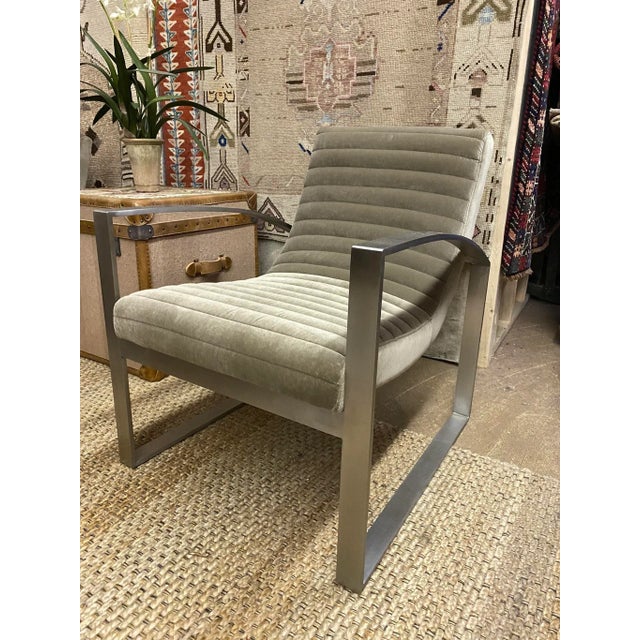 Lounge Chair Velvet Channel Tufting For Sale - Image 13 of 13