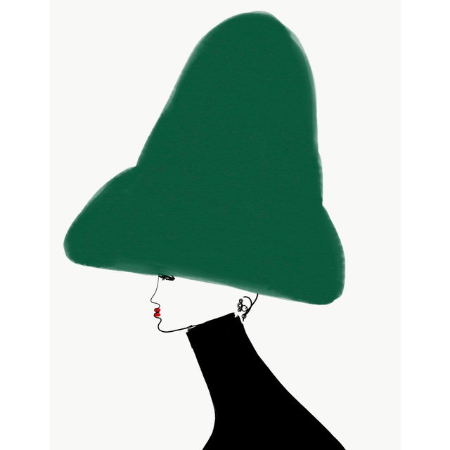 "Chapeau Vert Et Noir" Contemporary Limited Edition Print by Annie Naranian For Sale