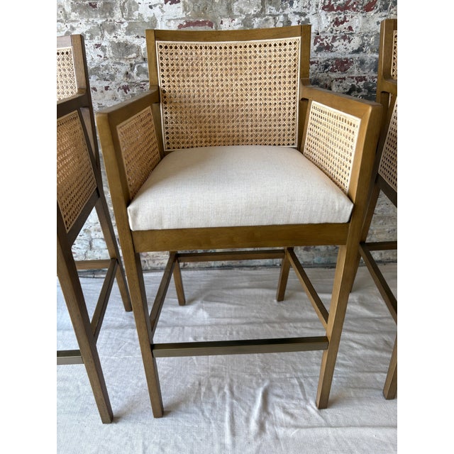 Wood and Cane Bar Stools (Set of 3) For Sale - Image 13 of 13