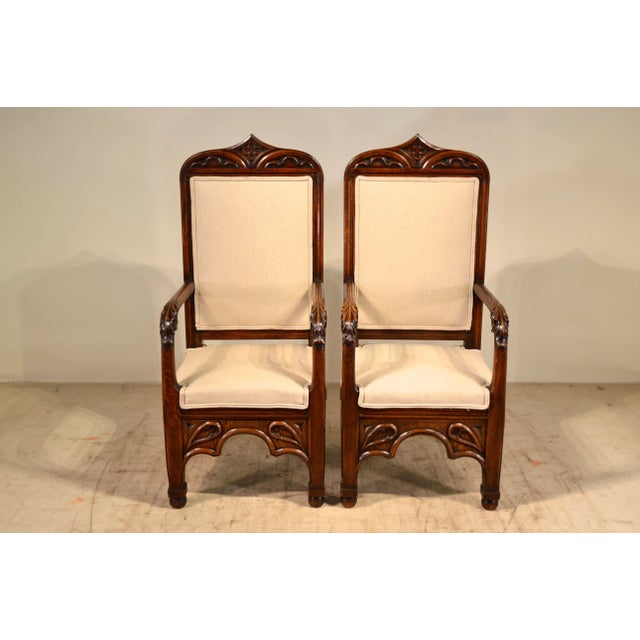 19th C Pair of Gothic Armchairs For Sale In Greensboro - Image 6 of 6