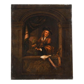 Antique Oil on Metal Gerrit Dou-Style "The Violin Player" For Sale