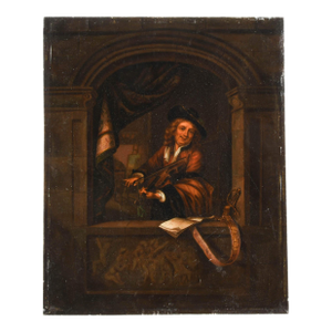 Antique Oil on Metal Gerrit Dou-Style "The Violin Player"