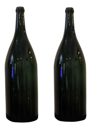 19th Century Green Hand-Blown Spanish Wine Bottles - a Pair