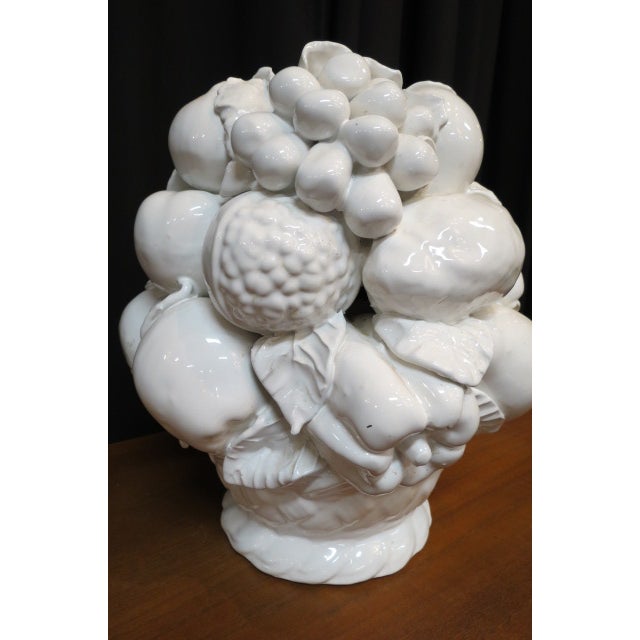 1960 Vintage Italian Mid Century Modern White Ceramic Fruit in Bowl