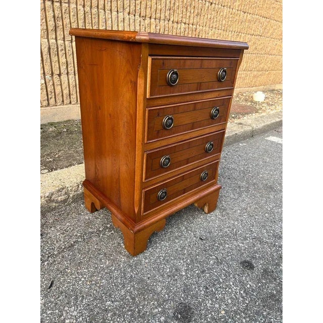 Wood 1940s Chippendale Style Inlaid Walnut Side Chest For Sale - Image 7 of 11