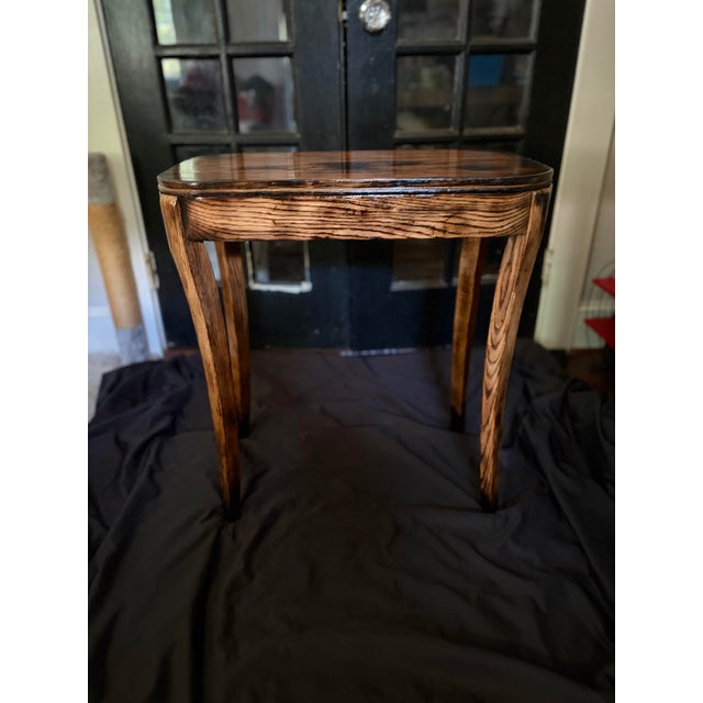 Wood 1920s Solid Oak Shou Sugi Ban Accent Table For Sale - Image 7 of 12