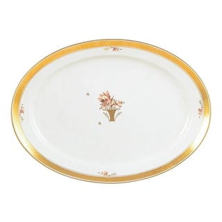 Large Oval Golden Basket Serving Platter in Porcelain from Royal Copenhagen, 1966 For Sale