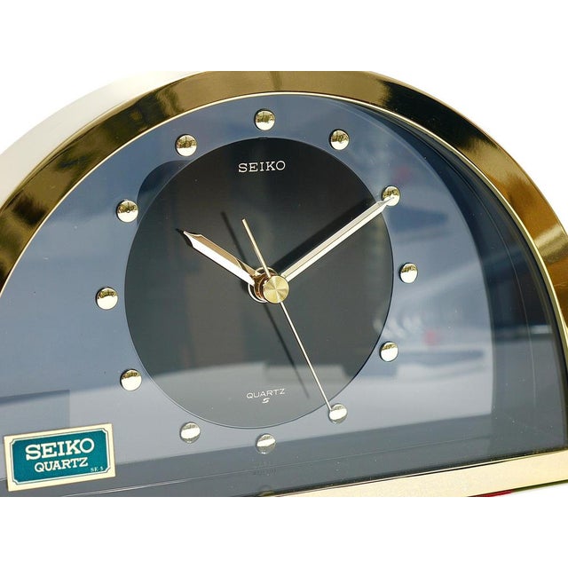 Hollywood Regency Brass See-Through Table Clock attributed to Seiko, Japan, 1980s For Sale - Image 11 of 16