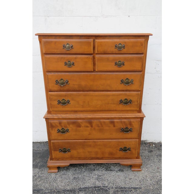 Late 20th Century Ethan Allen Solid Maple Tall Chest of Drawers 6179 For Sale - Image 15 of 16
