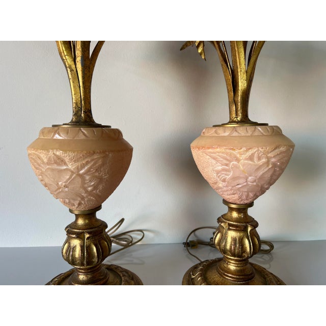 Italian Hollywood Regency Carved Marble Sheaf- Of -Wheat Table Lamps - A Pair/ Sold For Sale - Image 4 of 13