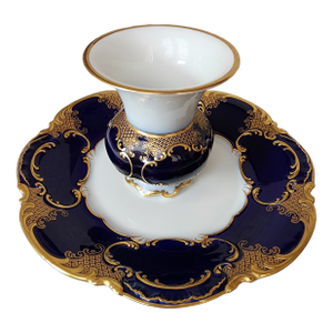 Cobalt Blue and White German Vase and Charger