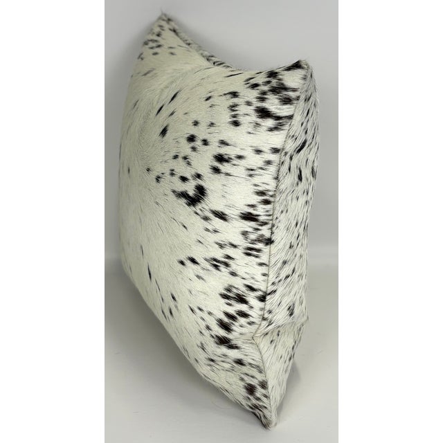 Contemporary Premium Brazilian Watusi Cowhide Pillow Cover 16x16 – Champagne Ivory With Natural Speckling – Handcrafted by Pablo Sota Designs For Sale - Image 3 of 11