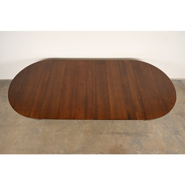L. & J. G. Stickley Antique Mission Oak Arts & Crafts Extension Dining Table | Newly Refinished For Sale - Image 10 of 17