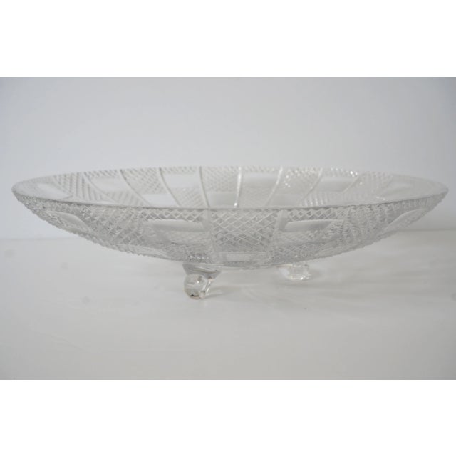 Art Deco 1930s Footed Serving Platter in Cut Lead Crystal Geometric Pattern For Sale - Image 9 of 12