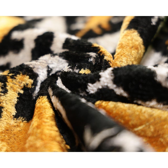 2020s Luxury Black and Gold Silk Velvet Ikat Lumbar Pillow 16x24 Inch With Down Insert For Sale - Image 5 of 8