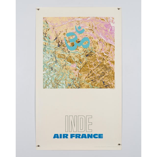 Air France Inde Travel Poster by Raymond Pagès, 1971 For Sale - Image 3 of 9