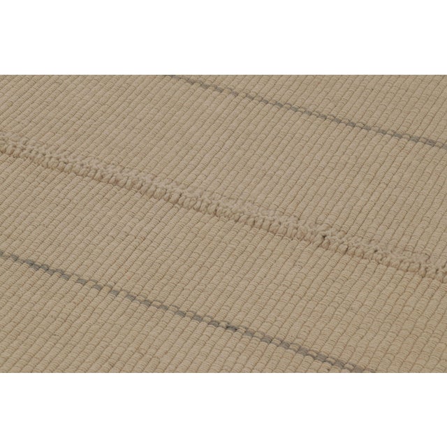 2010s Rug & Kilim's Contemporary Accent Kilim, Beige Textural Stripes For Sale - Image 5 of 10