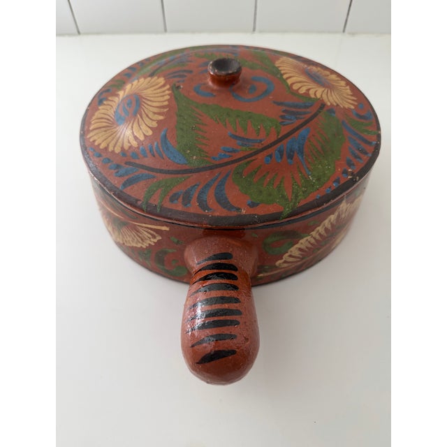 Mexican Vintage Mexican Tlaquepaque Redware Pottery Lidded Bean Pot For Sale - Image 3 of 7