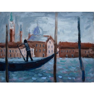 The Gondolier, Contemporary Impressionist Oil Seascape For Sale