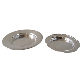 C.1970's Silver Plate Wine Bottle Reset Plates - 2 Pcs. For Sale