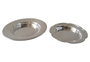 C.1970's Silver Plate Wine Bottle Reset Plates - 2 Pcs.