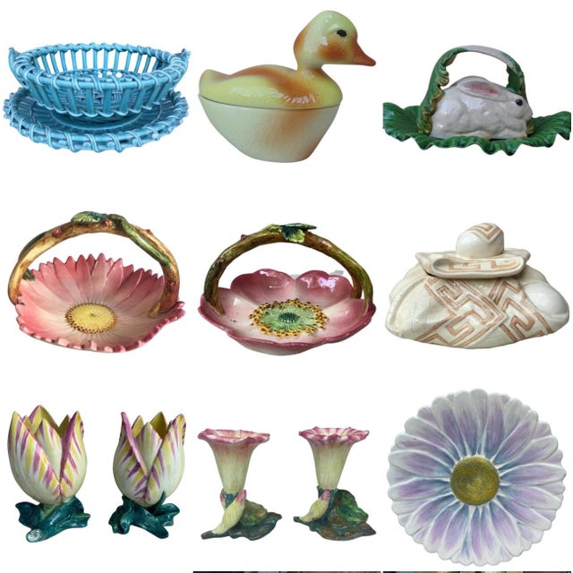 Late 19th Century 19th Century French Majolica Pink Daisy Plate Delphin Massier For Sale - Image 5 of 7