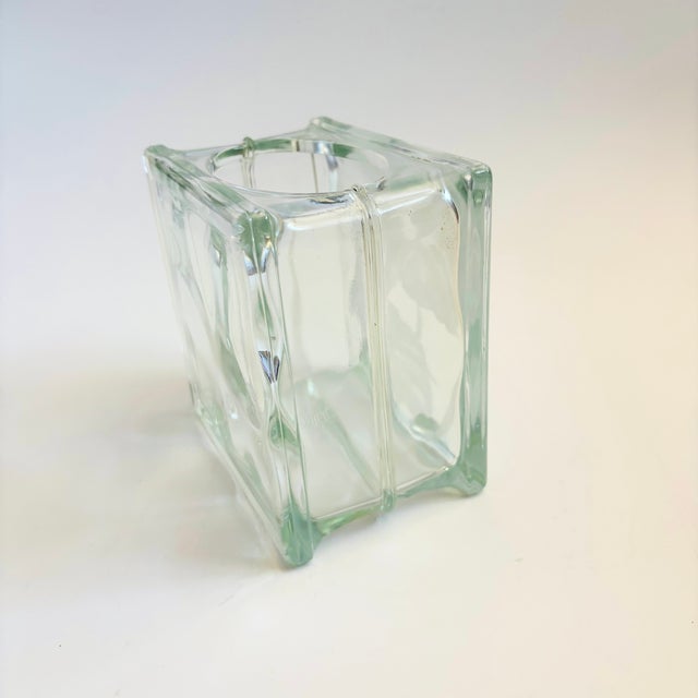 Vintage Frosted Flower Glass Block Vase For Sale In San Francisco - Image 6 of 10