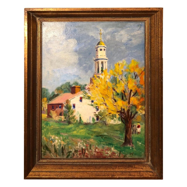 Pastoral Oil on Board of Church For Sale - Image 13 of 13