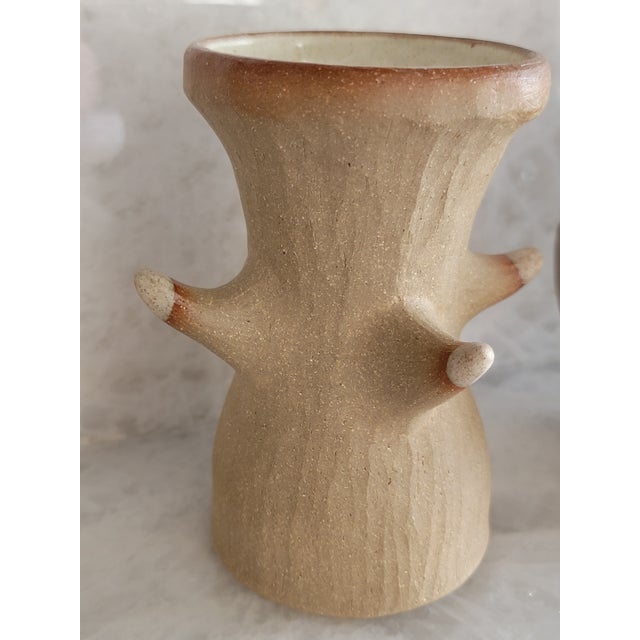Carol Pilecki Sculptural Ceramic Hand-Built Horned Vases - A Pair For Sale - Image 10 of 13