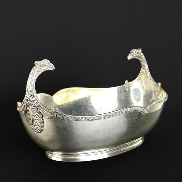 Silver-Plated Centerpiece Basket with Eagle-Head Handles by Victor Saglier for Phénix, Late 19th Century For Sale - Image 4 of 9