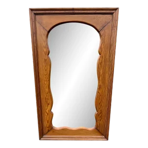 Full Length Antique Beveled Glass Mirror in Aged Oak Frame