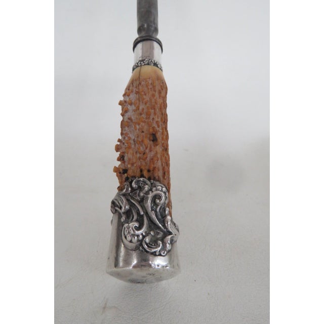 Early 20th Century Knife Sharpening Rod Honing Steel 925 Sterling Silver Ornate Antler Handle 5144b For Sale - Image 5 of 14