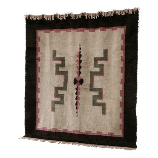 Large Art Deco Wool Rya Rug, 1940s For Sale