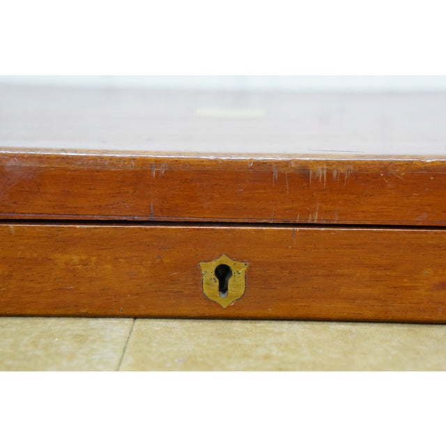 Antique Mahogany Brass Flatware Fish Cutlery Knife Presentation Storage Box 14" For Sale - Image 4 of 17