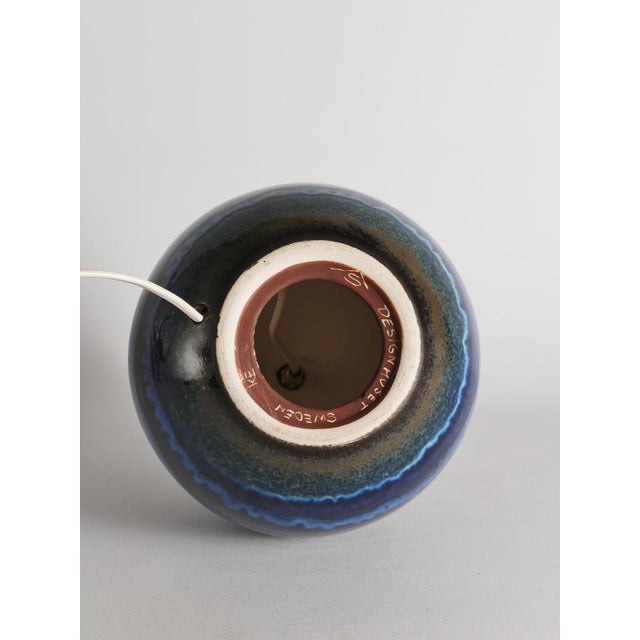 Blue Stoneware Table Lamp by Carl-Harry Stålhane, Sweden, 1970s For Sale - Image 12 of 16
