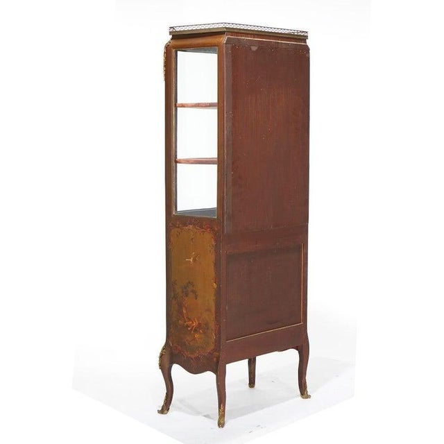 Brown Antique French Vernis Martin Decorated Mahogany Vitrine, Circa 1890 For Sale - Image 8 of 18