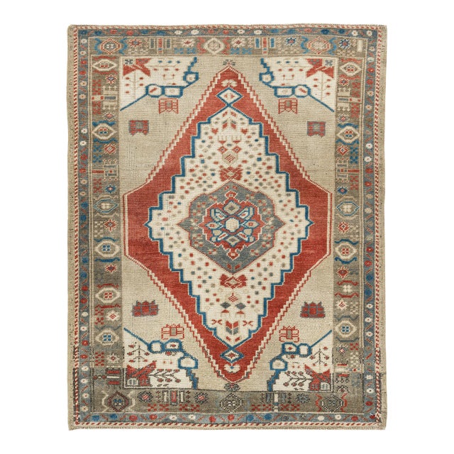 Vintage Circa 1940 Turkish Oushak Area Rug 2ft 11in X 3ft 9in For Sale
