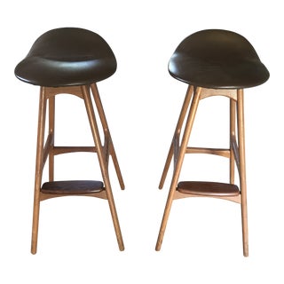 Danish Modern Erik Buch Buck Rosewood & Teak Bar Stools - A Pair For Sale