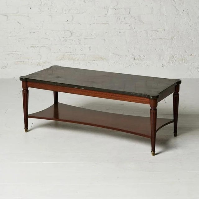 French 19th Century Belgian Louis XVI Style Mahogany and Black Marble Top Coffee Table For Sale - Image 3 of 4