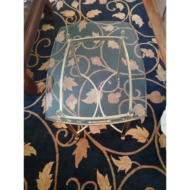 Labarge Vintage Brass and Glass La Barge Style Side Lamp Table For Sale - Image 4 of 10