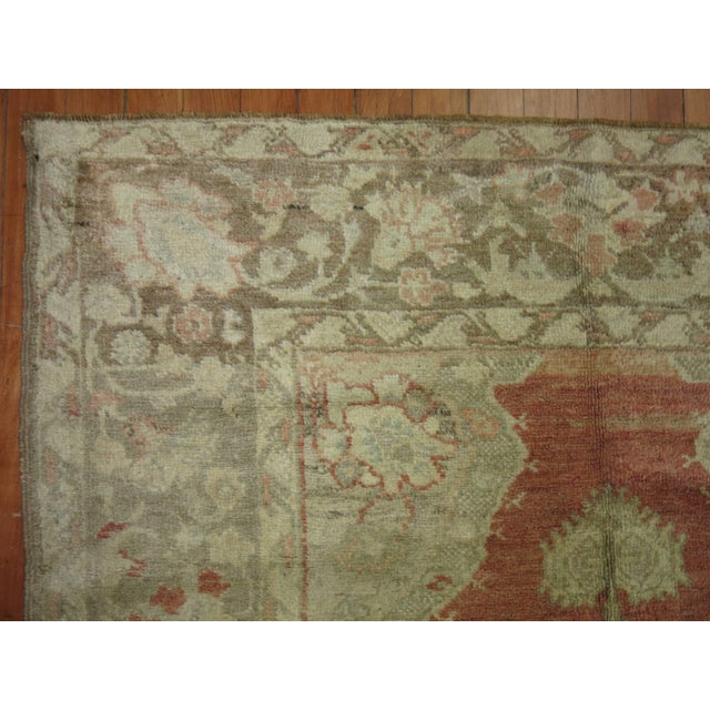 Zabihi Collection Terracotta Antique Turkish Oushak Scatter Rug For Sale - Image 4 of 6