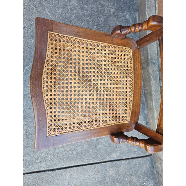 Wood Pair of Victorian Walnut Carved and Spindle Cane Seat Side Chairs For Sale - Image 7 of 10