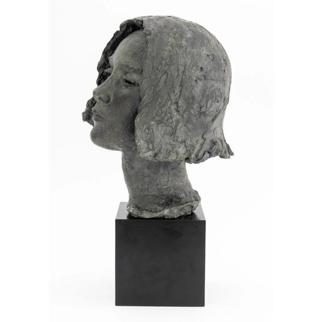 Mid 20th Century Lily Landis Bronzed Spelter Female Portrait Bust For Sale - Image 5 of 9