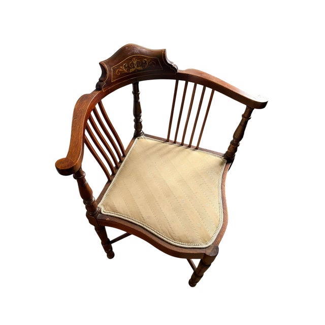 Ivory Antique Edwardian Mahogany Corner Chair, 1800s For Sale - Image 8 of 11